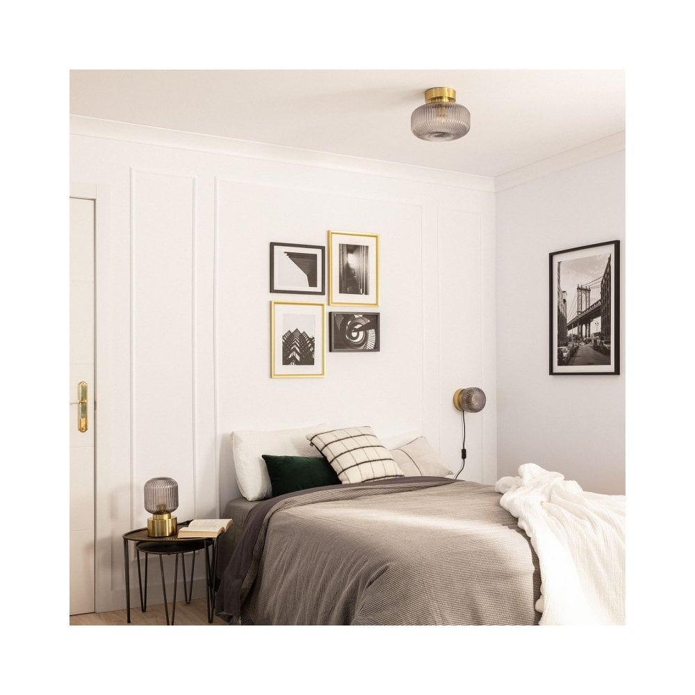 Glass bedside lamp - Edit Lighting Edit Windsor Single Light Table Lamp In Gold Finish With Clear Glass