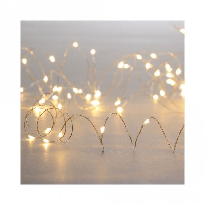 Edit Lighting Festive 9.95M Battery Operated Warm White LED Silver Micro Wire Fairy Lights with 200 Lights