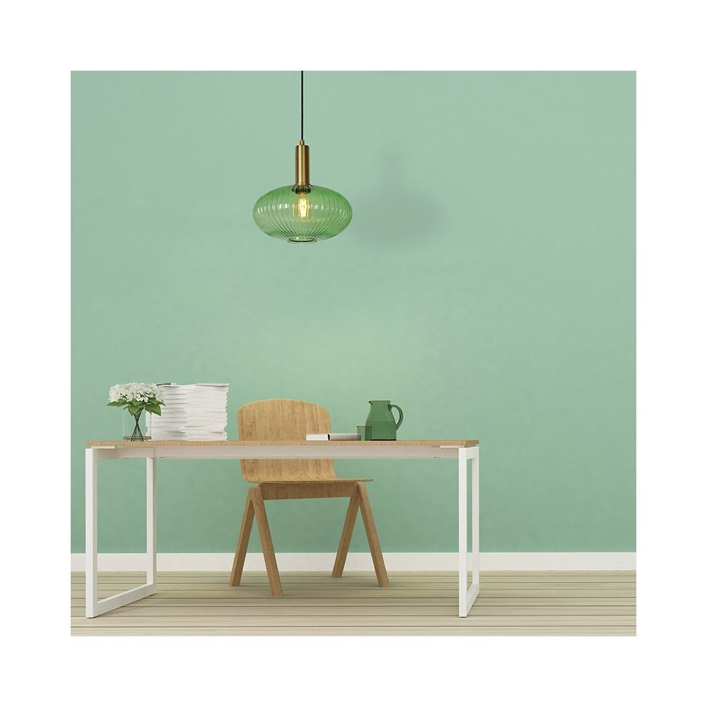 Lucide
45941 Maloto 30 Single Light Ceiling Pendant With Green Glass Shade