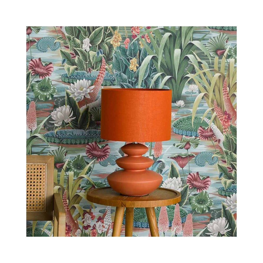 Dar Lighting Discus Single Light Ceramic Table Lamp In Orange Finish