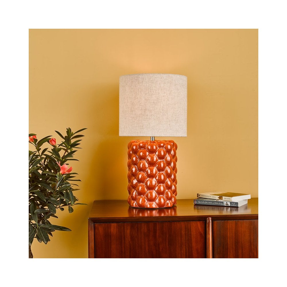 Dar Lighting Jayden Single Light Table Lamp In Orange Finish With Shade