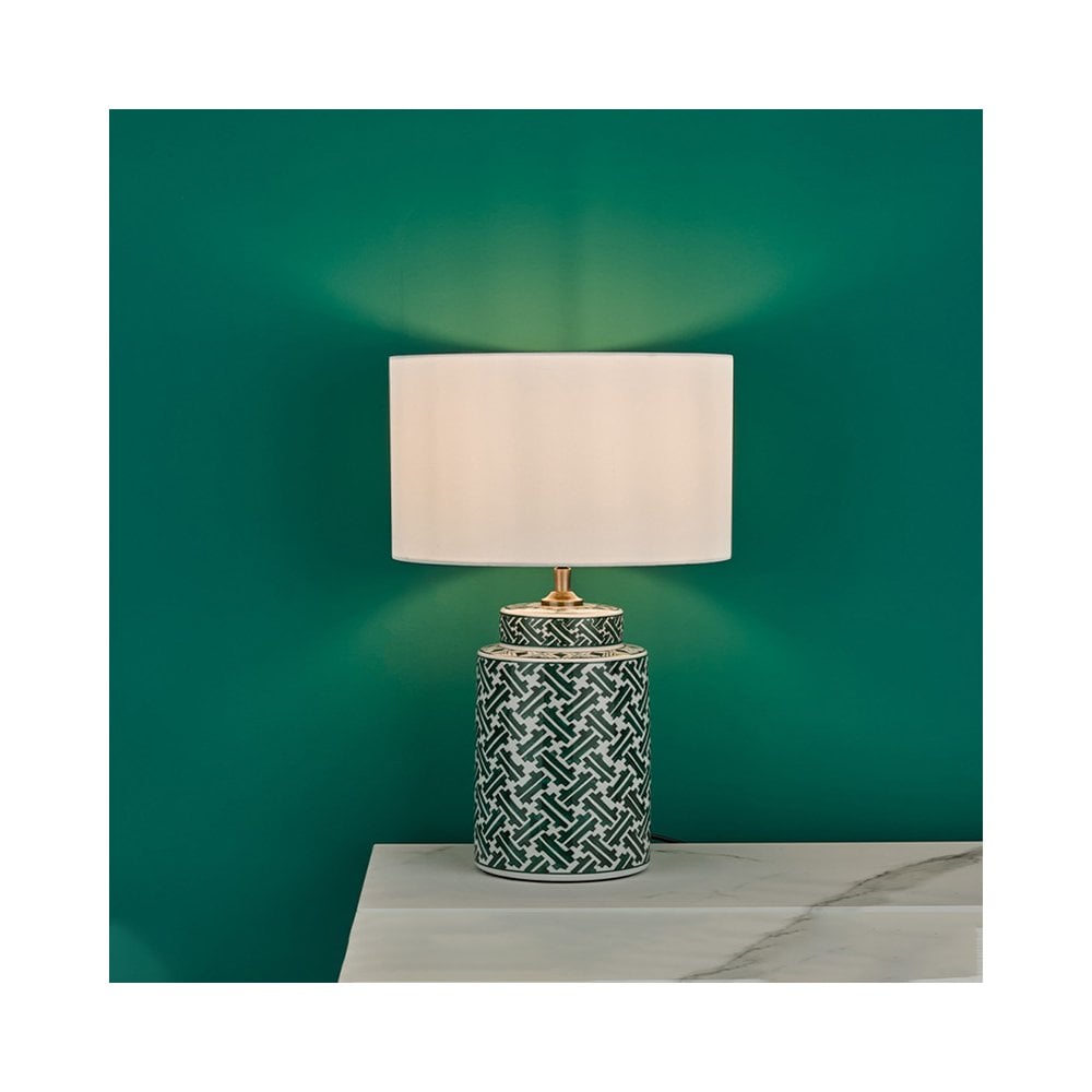 Dar Lighting Reese Single Light Ceramic Table Lamp Base Only In Green Finish