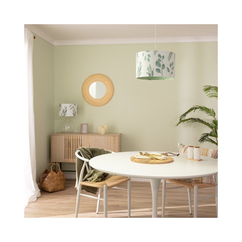 Edit Lighting Aurora Single Light Ceiling Pendant In White & Green Finish