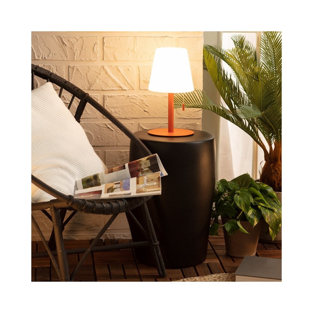 Edit Lighting Epinay Aluminium Portable Outdoor LED Table Lamp With Rechargeable Battery In Terracotta Finish