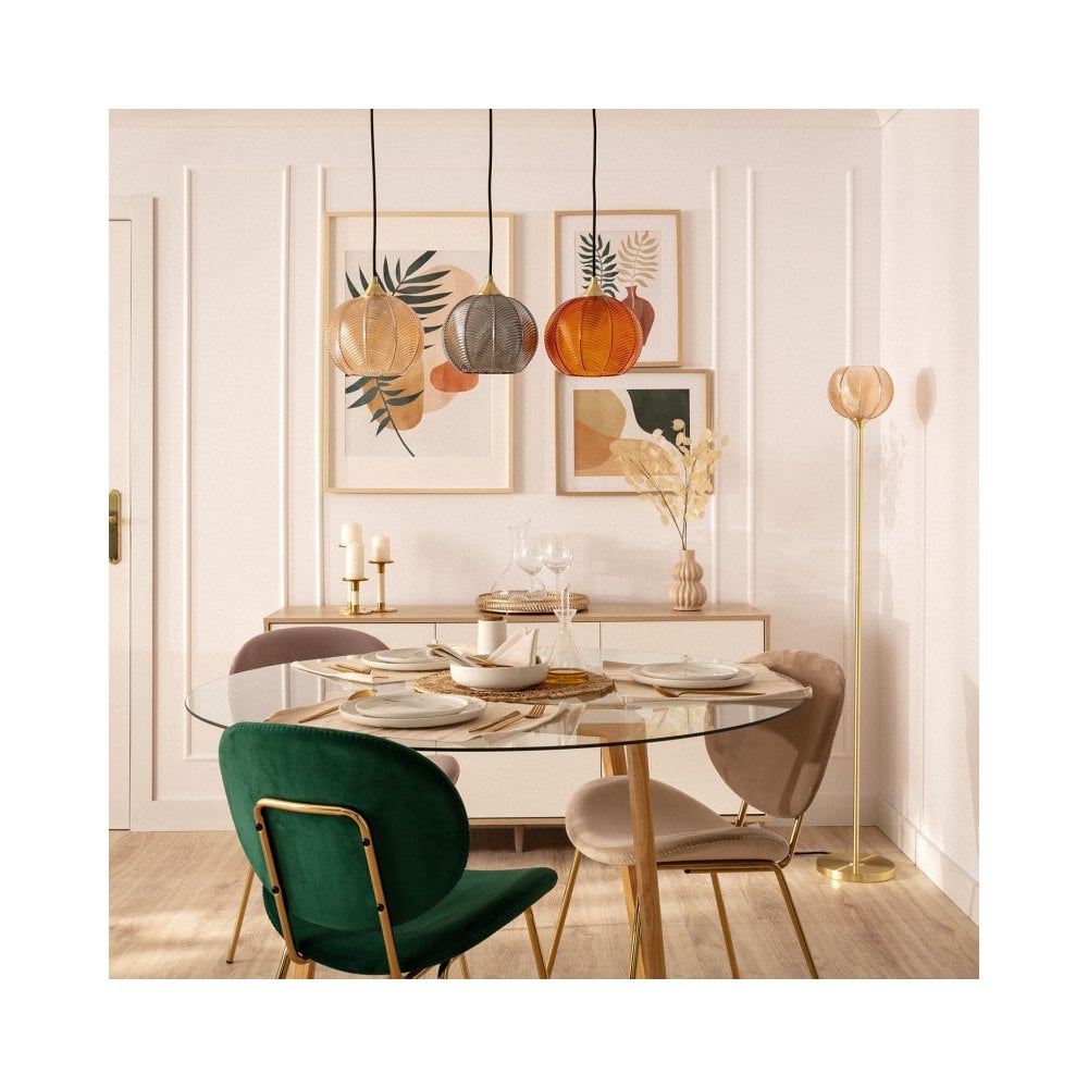 Edit Lighting Klimt 3 Light Ceiling Pendant With Orange, Green And Beige Glass
