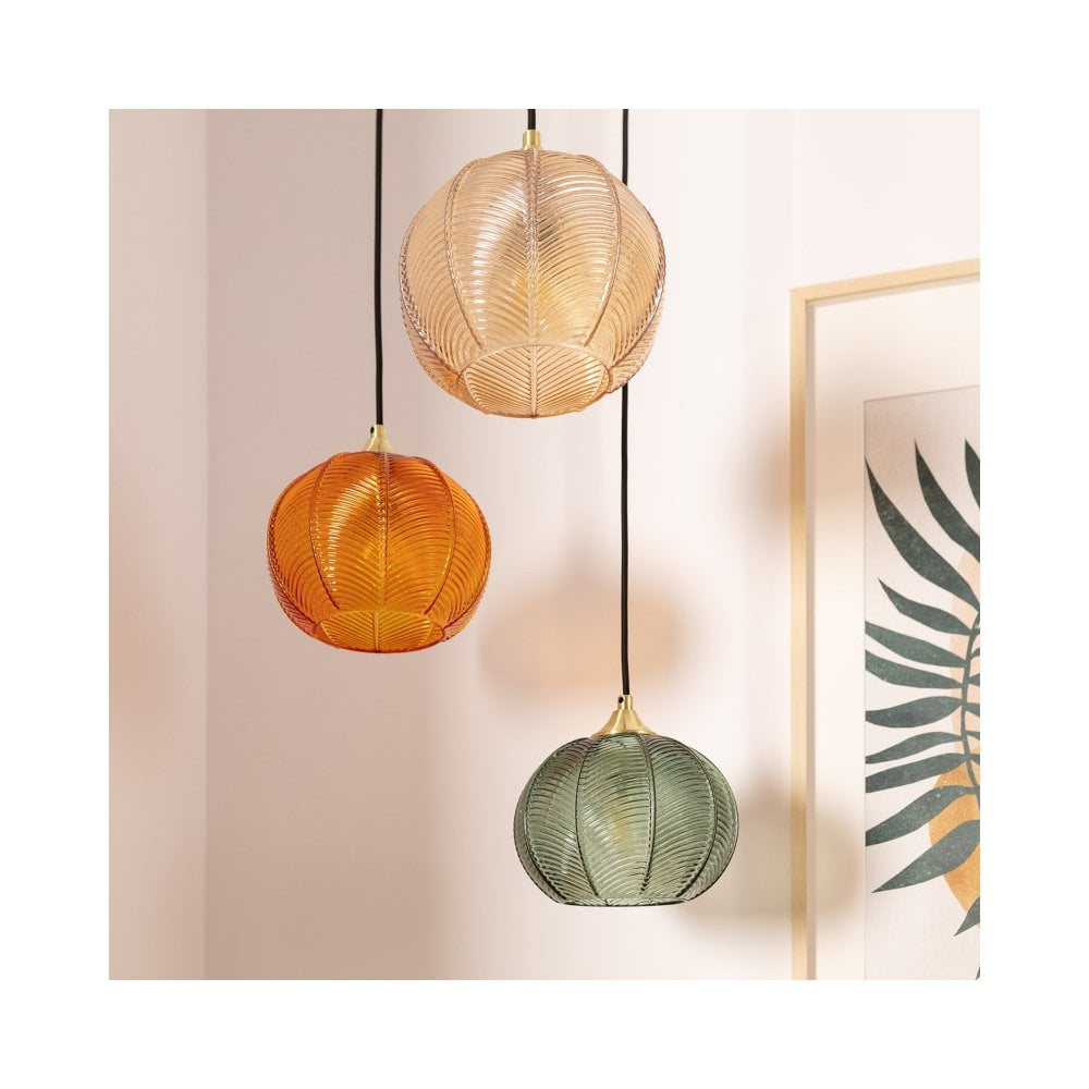 Edit Lighting Klimt 3 Light Cluster Ceiling Pendant With Orange, Green And Beige Glass