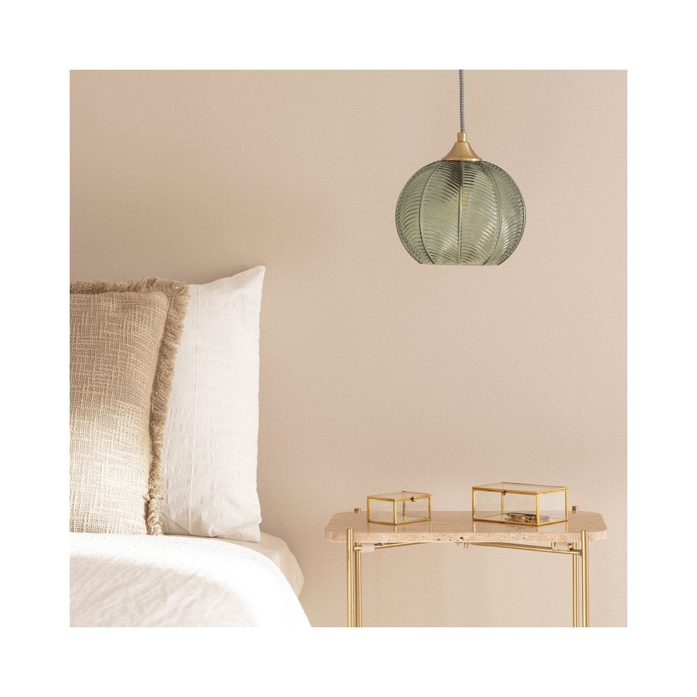 Edit Lighting Klimt Single Light Glass Ceiling Pendant In Green Finish