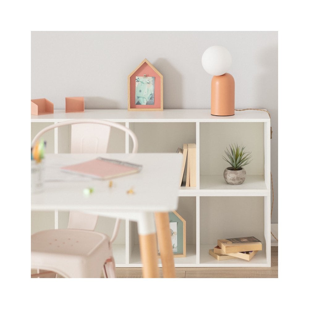 Edit Lighting Society Single Light Table Lamp In Coral Finish With White Glass