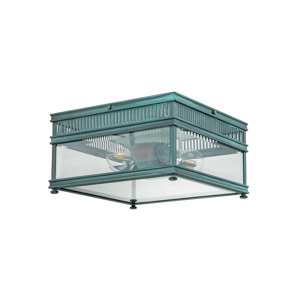 Elstead Lighting Holborn 2 Light Outdoor Flush Ceiling Fitting In Verdigris Finish