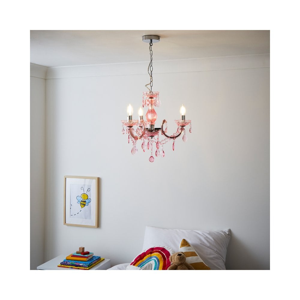 Glow Marie Therese 3 Light Chandelier In Pink Finish