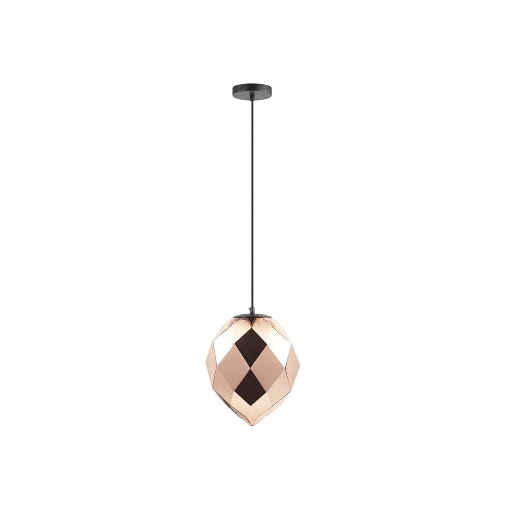 Impex Lighting Facet Single Light Glass Ceiling Pendant Light In Gold Finish
