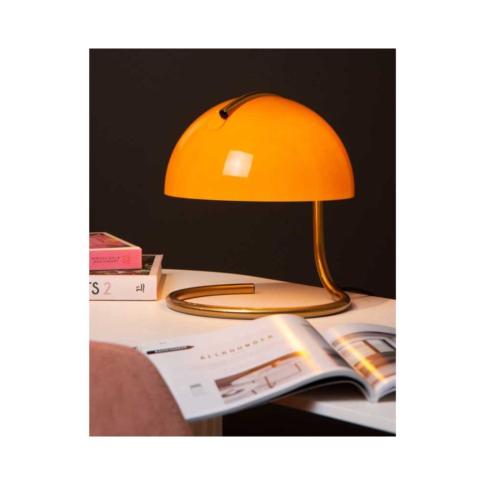 Lucide Cato Single Light Table Lamp In Orange Finish