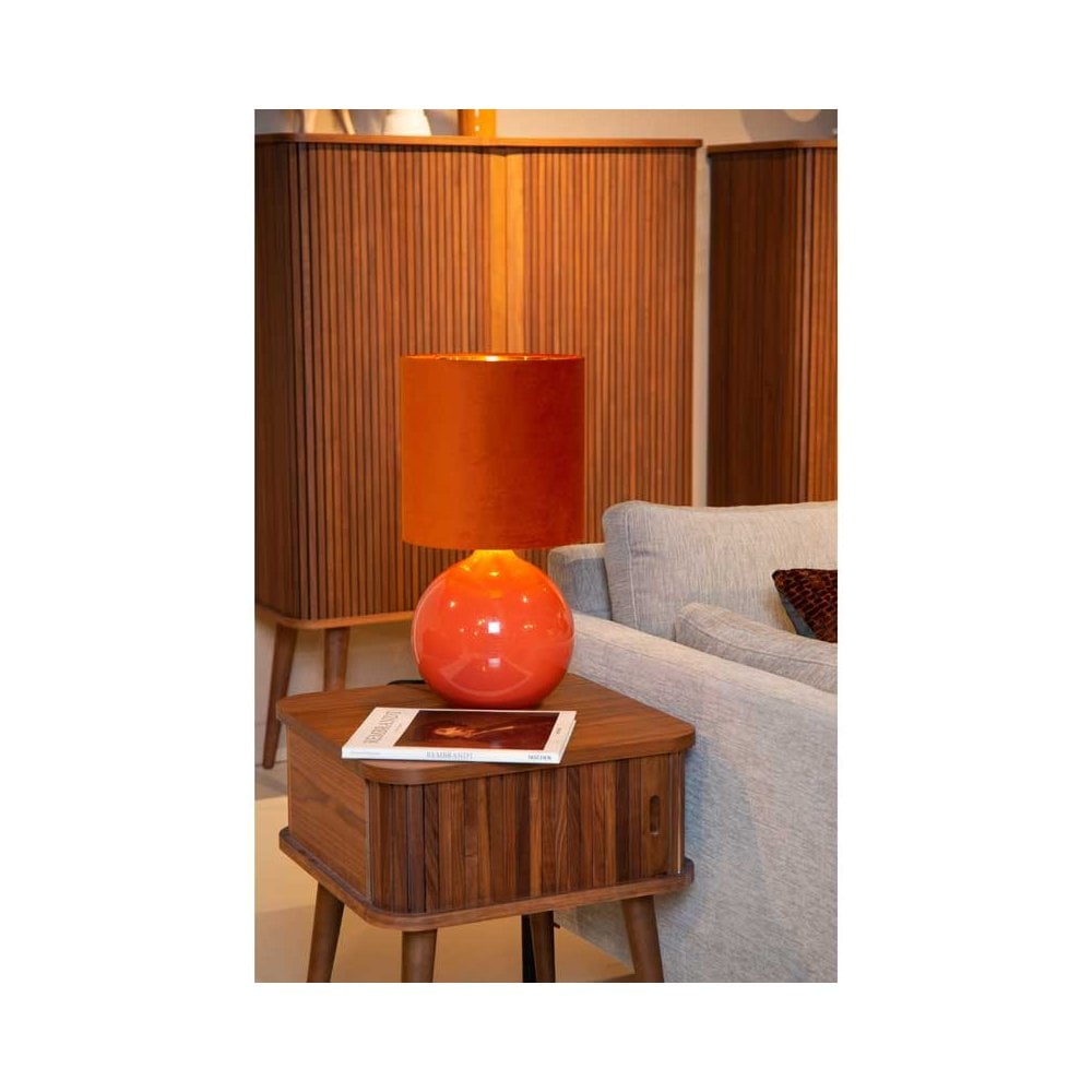 Lucide Esterad Single Light Table Lamp In Orange Finish