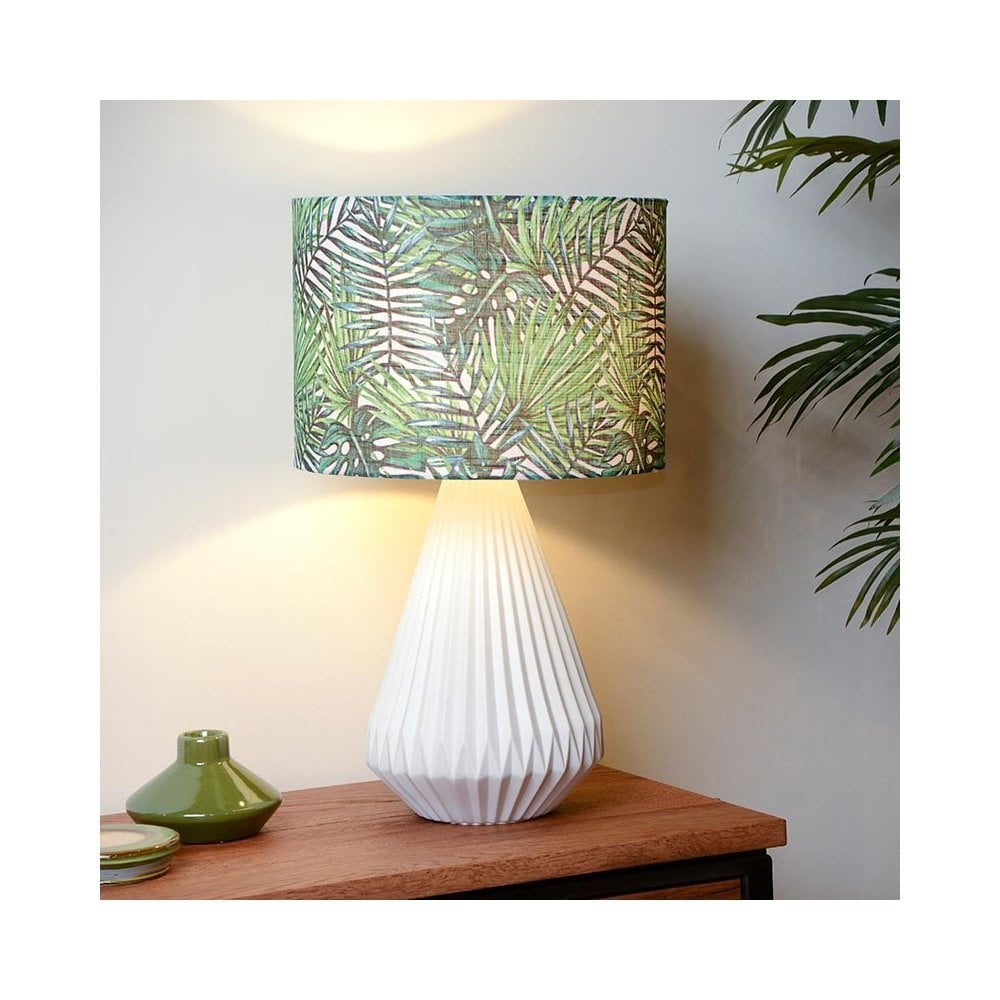 Lucide
Serenoa Single Light Porcelain Large Table Lamp in Textured White Finish Complete with Botanical Green Shade