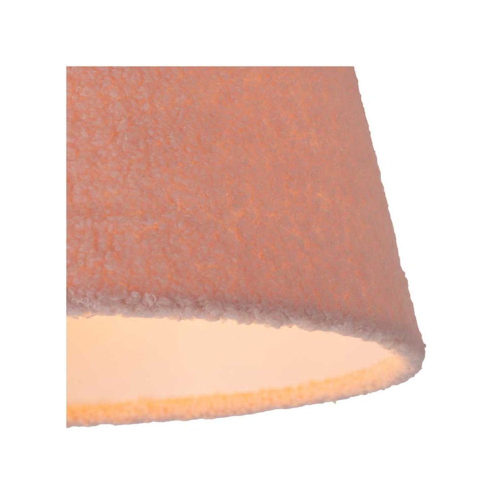 Lucide Woolly Single Light Ceiling Pendant In Pink Finish